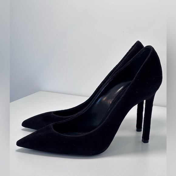 Saint Laurent Zoe Black Velvet Pointed Toe Pumps | Size 36.5 EU / 6.5 US - Picture 10 of 14
